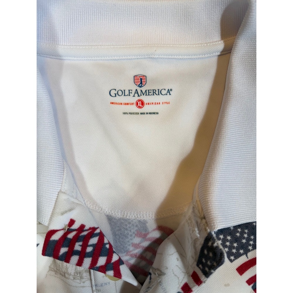 Golf America XL Polo Shirt American Flag Fish Graphic Novelty Golfing - Picture 3 of 4